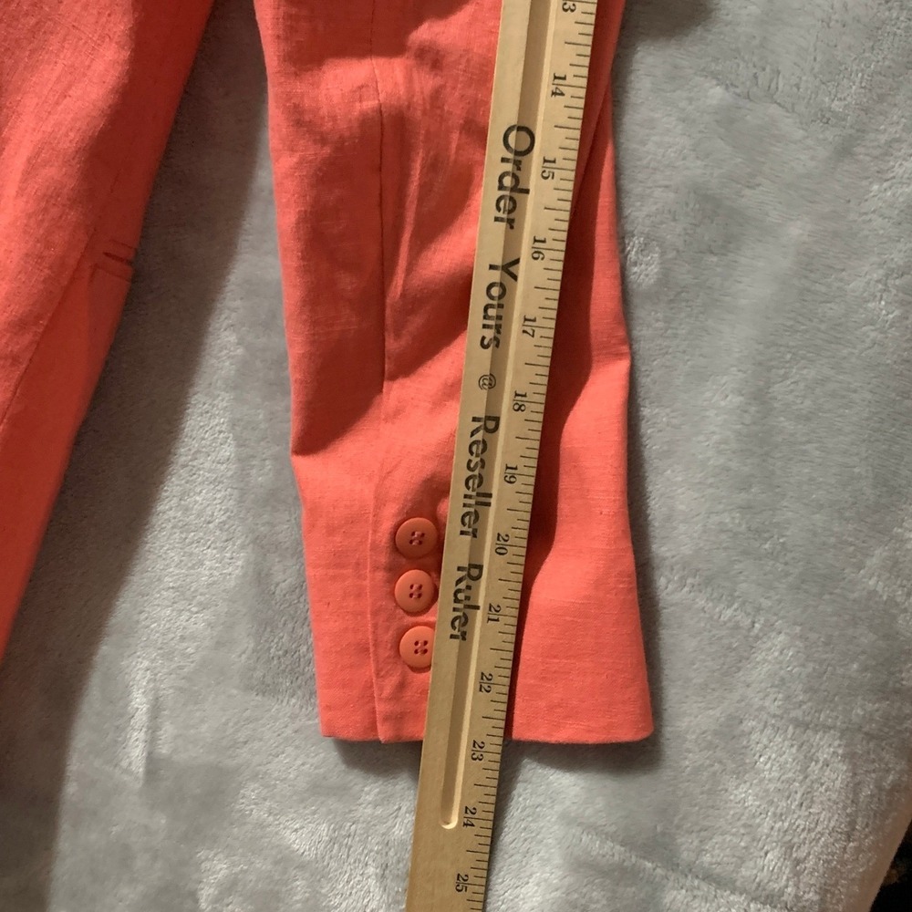 Adolfo International Womens Coral Linen Blend Blazer Jacket Size 8 Coastal Chic - Picture 13 of 14